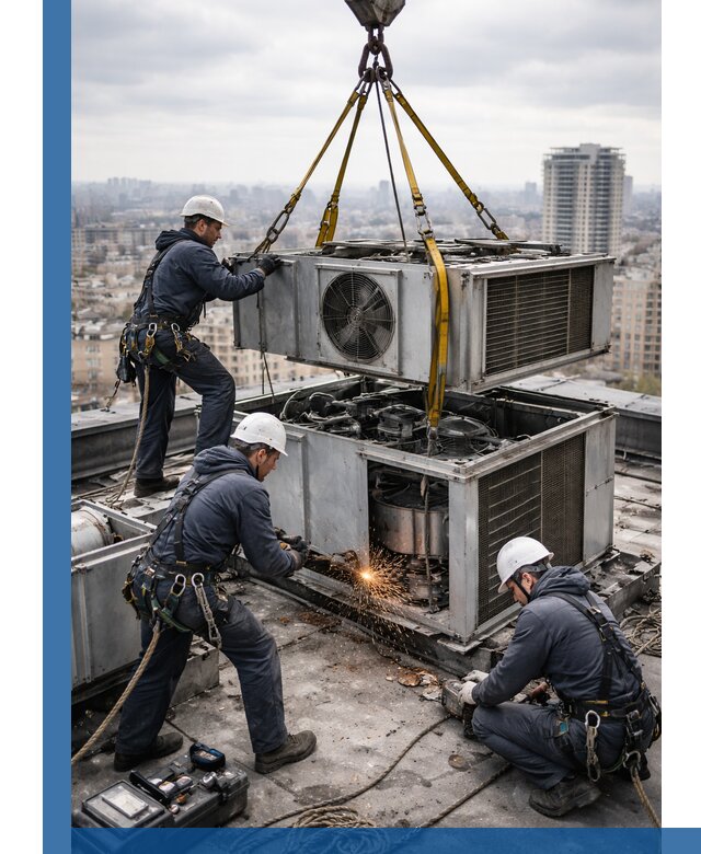 Демонтаж крышной установки в Лангепасе любой сложности