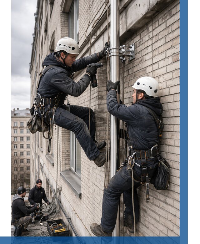 Монтаж флагштока на здании в Лангепасе от 6565 р. | ВЫСОТНИК-Лнг