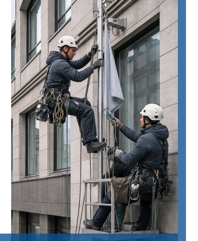 Установка флагов на фасаде в Лангепасе от 4545 р. | ВЫСОТНИК-Лнг