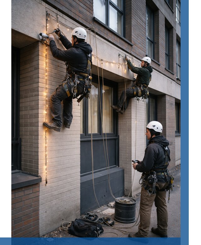 Монтаж гирлянд на фасаде в Лангепасе от 3535 р. | ВЫСОТНИК-Лнг