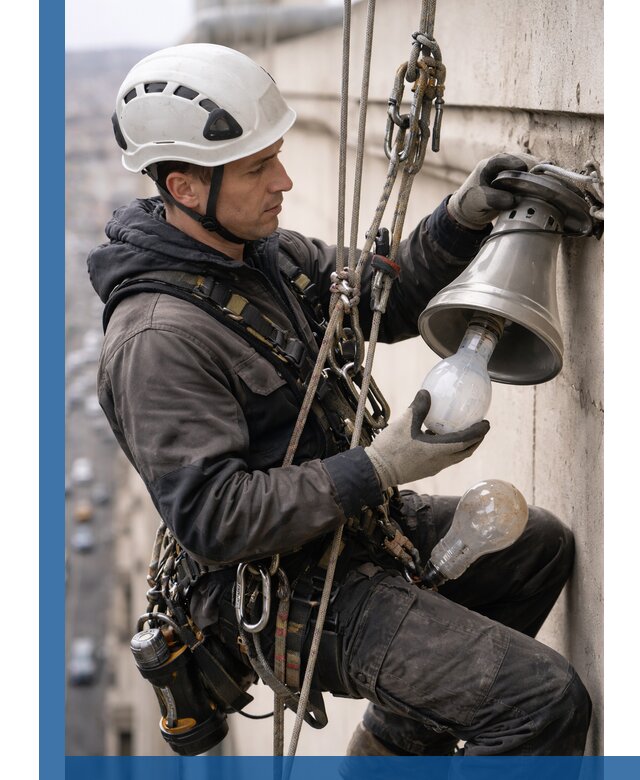 Замена ламп на высоте в Лангепасе профессионально и быстро