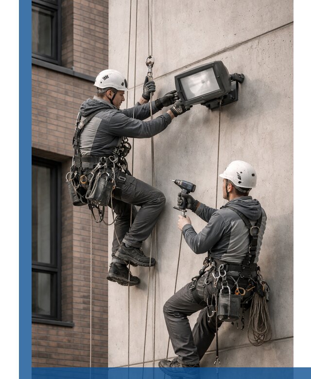 Профессиональный монтаж фасадных прожекторов в Лангепасе под ключ