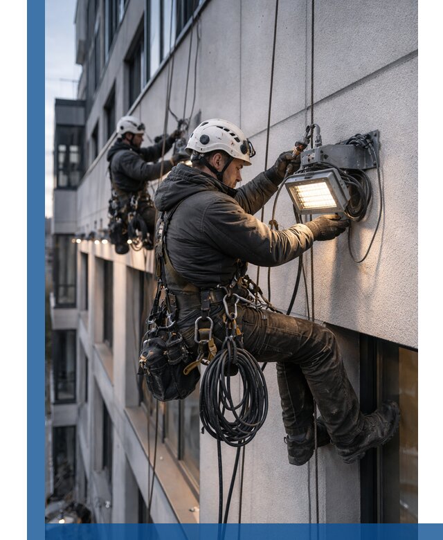 Монтаж фасадного освещения в Лангепасе установка и подключение