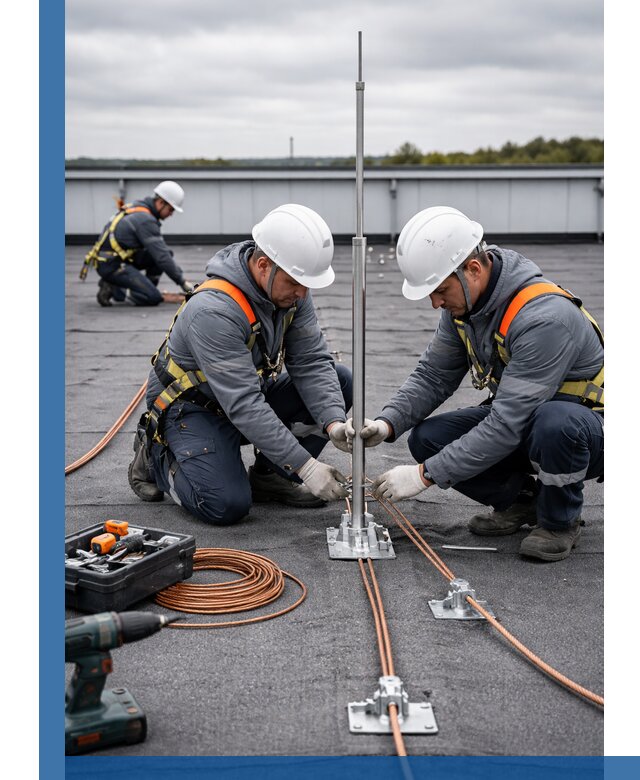 Монтаж молниезащиты на кровле в Лангепасе под ключ с гарантией