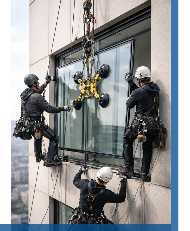 Монтаж стеклопакетов на высоте в Лангепасе от 3232 р. | ВЫСОТНИК-Лнг