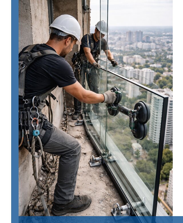 Монтаж стеклянных ограждений под ключ с гарантией в Лангепасе