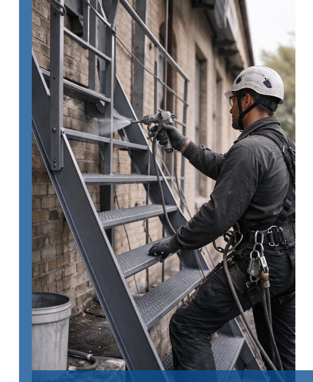 Покраска и антикоррозионная защита пожарных лестниц в Лангепасе