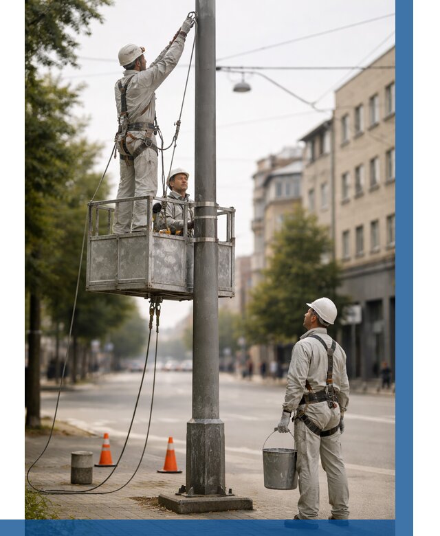 Покраска опор освещения в Лангепасе от 5050 р. | ВЫСОТНИК-Лнг