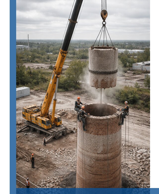 Демонтаж дымовой трубы в Лангепасе с гарантиями безопасности