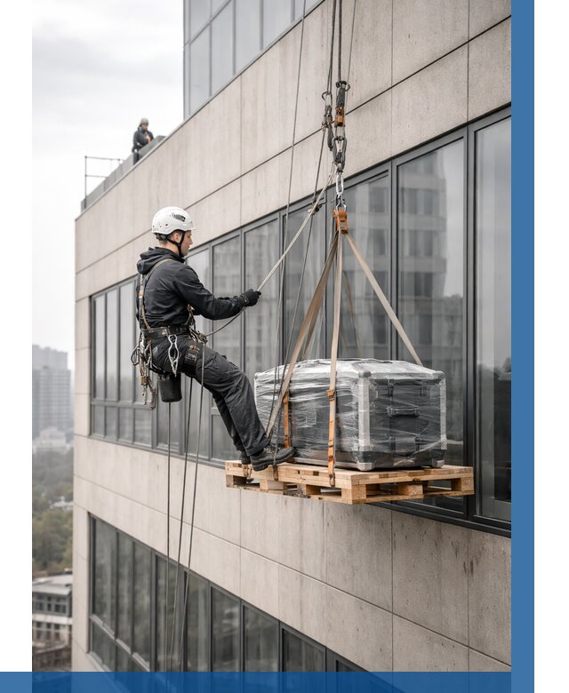 Спуск груза по фасаду в Лангепасе от 3535 р. | ВЫСОТНИК-Лнг