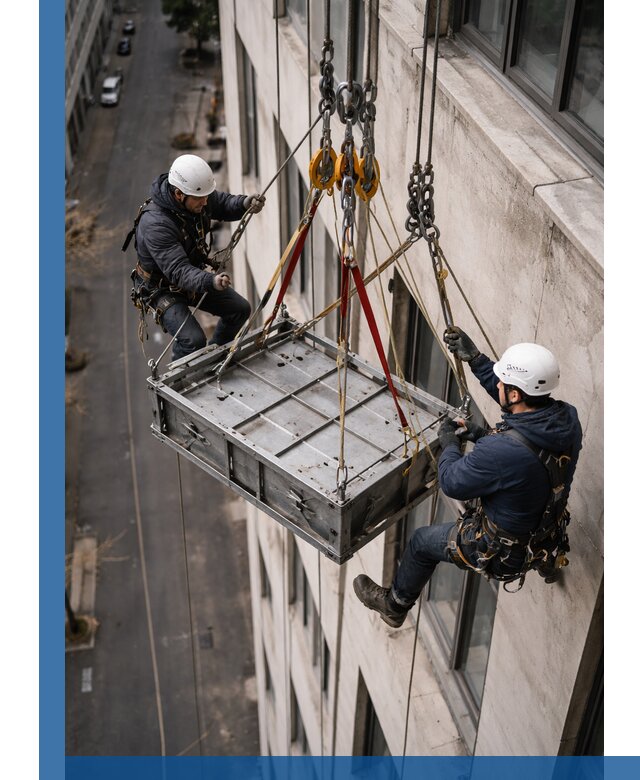 Спуск и подъем грузов по фасаду в Лангепасе для зданий