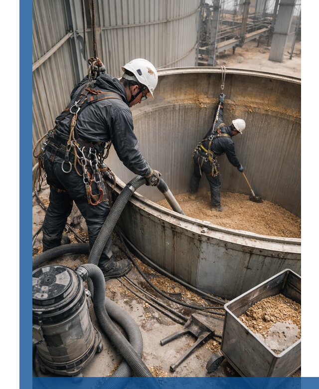 Профессиональная чистка зерновых бункеров в Лангепасе с выездом