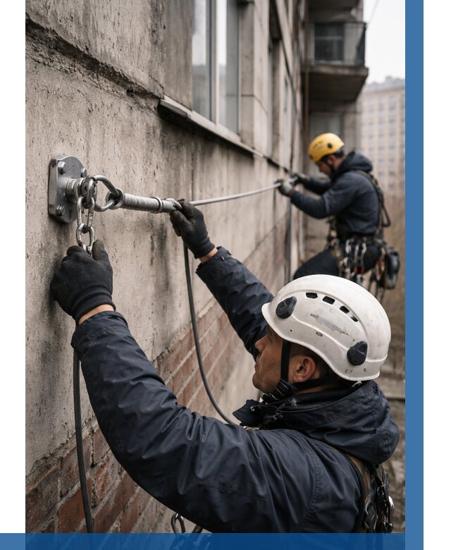 Монтаж анкерных линий в Лангепасе от 3030 р. | ВЫСОТНИК-Лнг