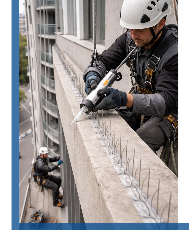 Установка шипов от птиц на фасадах и кровлях в Лангепасе